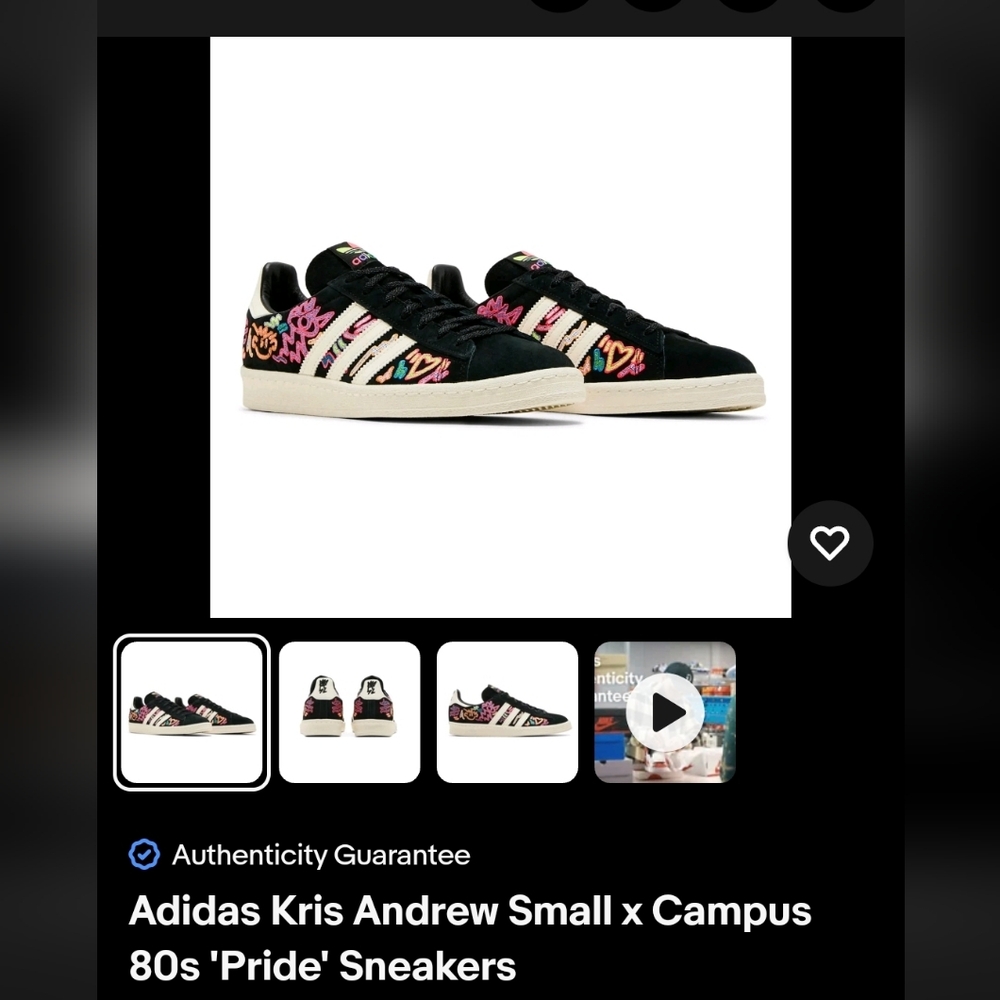 Adidas Kris Andrew Small X Campus 80s Pride Sneakers Size 7.5 - Picture 13 of 14